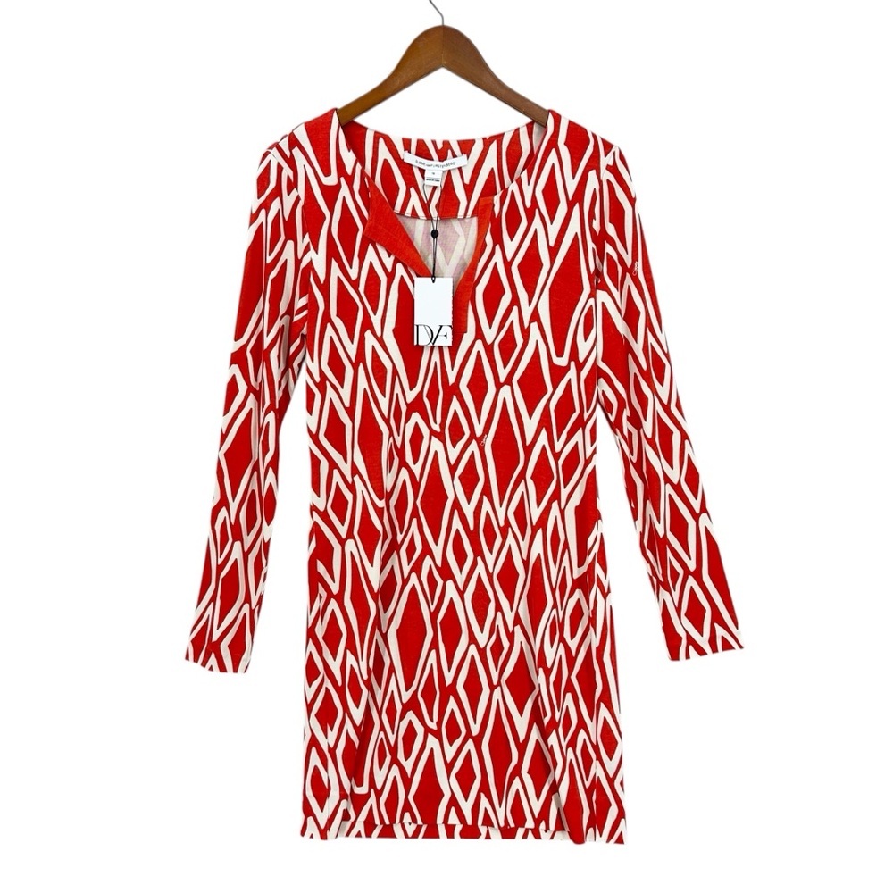 DIANE VON FURSTENBERG Reina Ikat Tunic Dress Orange